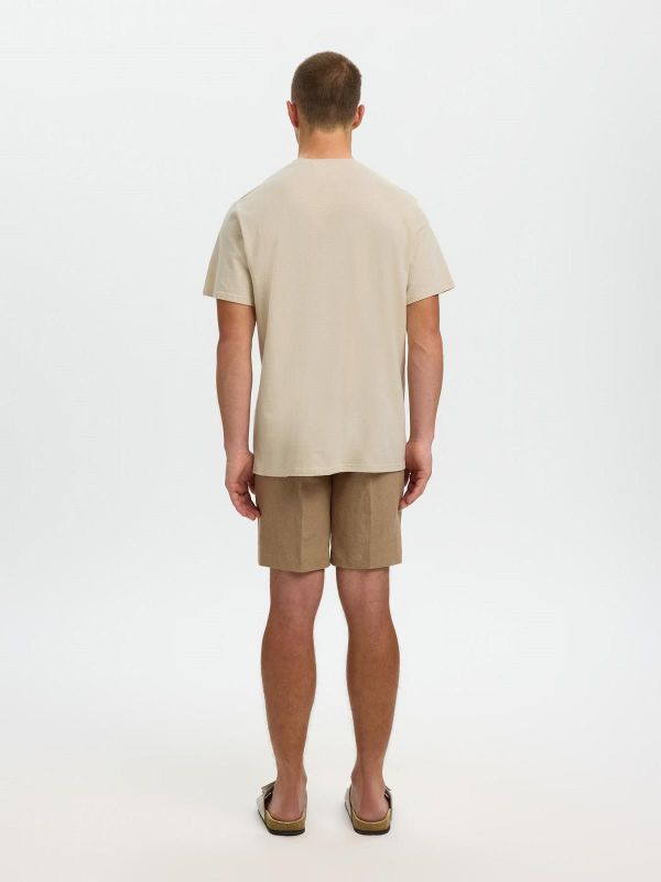 SLH Adam Linen Blend Tee Oatmeal  (16100136 OATMEAL) - MerkenOutlet