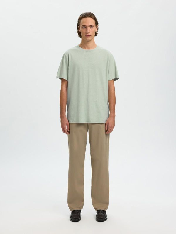 SLH Adam Linen Blend SS Tee Aqua Gray  (16100136 AQUA GRAY) - MerkenOutlet