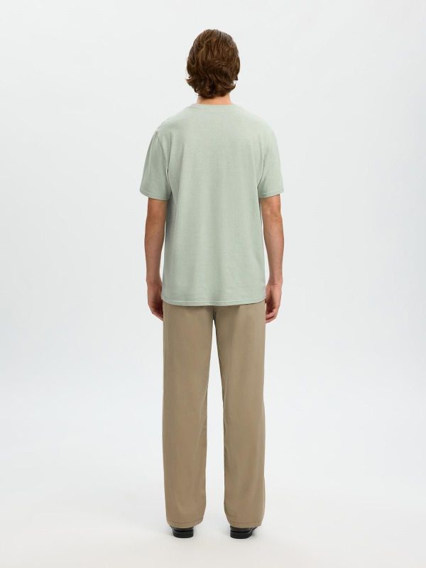 SLH Adam Linen Blend SS Tee Aqua Gray  (16100136 AQUA GRAY) - MerkenOutlet