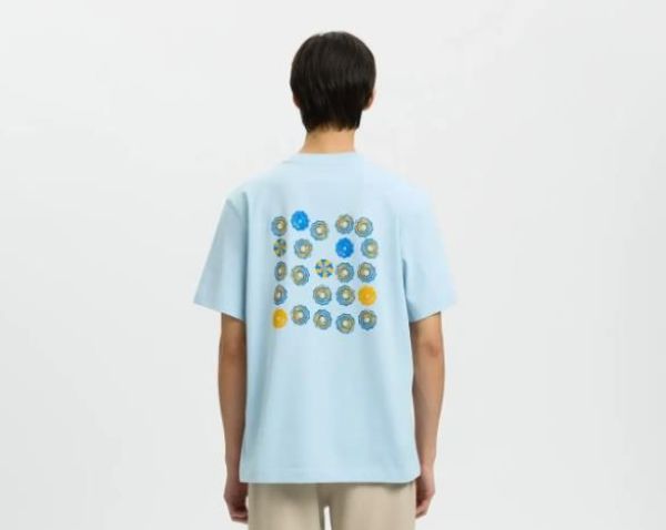 SLH Max Graphic SS O-Neck Skyway  (16100467 Skyway) - MerkenOutlet