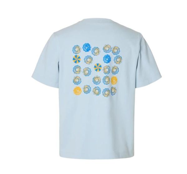 SLH Max Graphic SS O-Neck Skyway  (16100467 Skyway) - MerkenOutlet