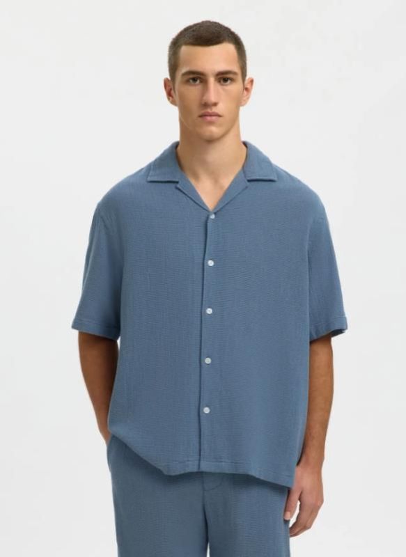 SLH Rlxcal SS Shirt Resort Blue Mirage  (16101248 BLUE MIRAGE) - MerkenOutlet