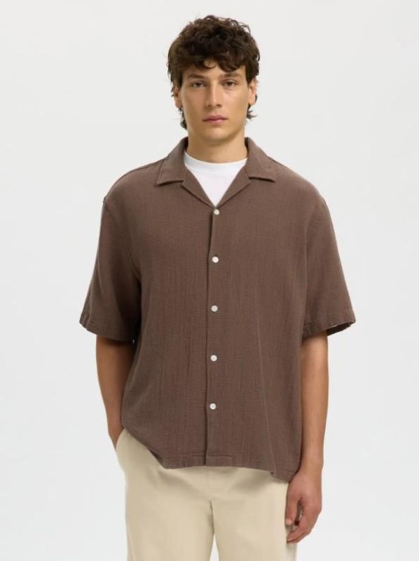 SLH Rlxcal SS Shirt Resort Chocolate Chip  (16101248 Chocolate Chip) - MerkenOutlet