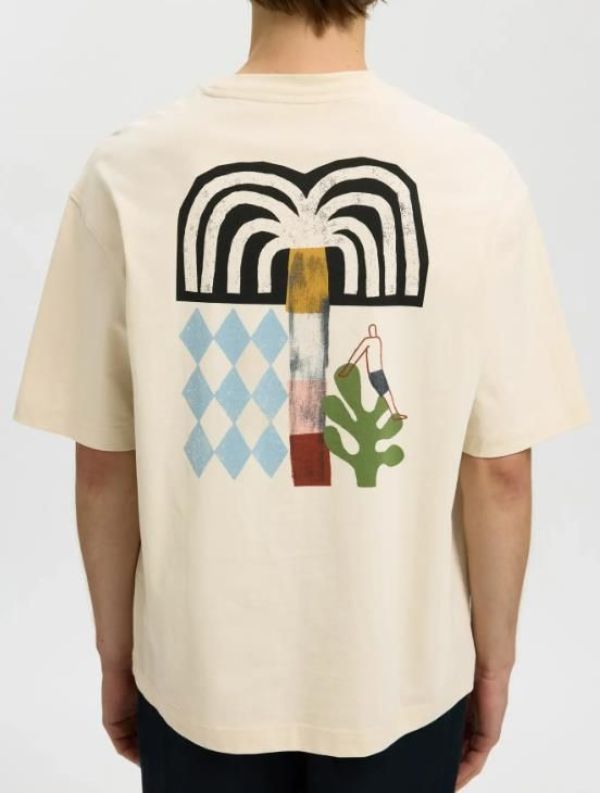 SLH Relax Norman License SS Tee Birch  (16101616 Birch) - MerkenOutlet