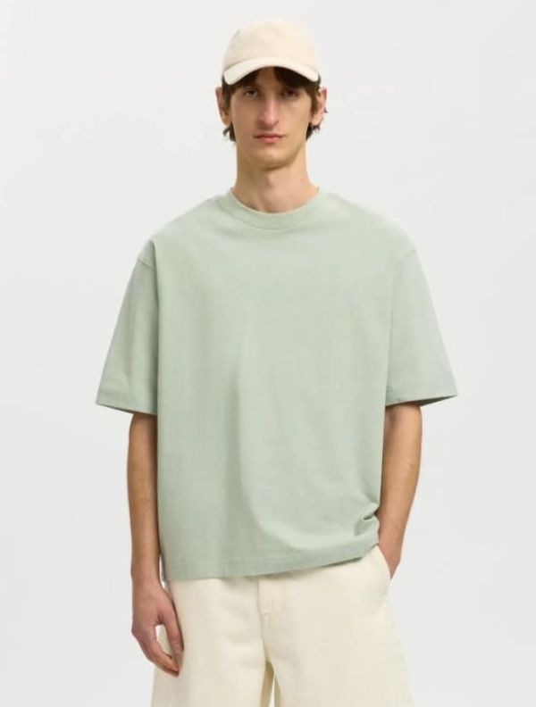 SLH Relax Norman License SS Tee Aqua Gray  (16101616 Aqua Gray) - MerkenOutlet
