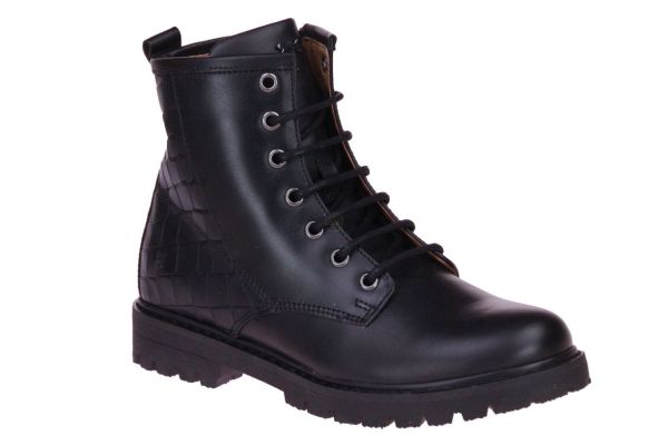 Stones & Bones Basis Zwarte Veterboot  (BASIS) - MerkenOutlet