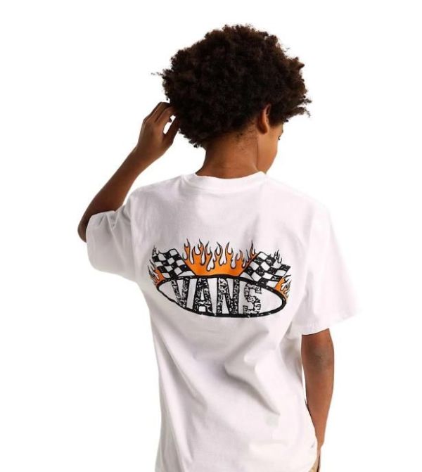 Vans Kids T-Shirt SS Racing Flames White  (VN000VXBWHT1) - MerkenOutlet