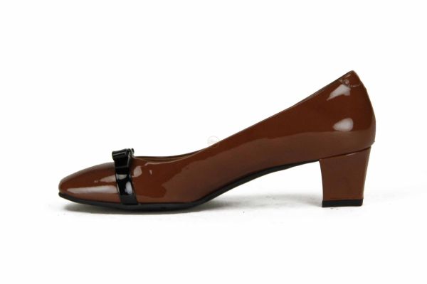 Voltan Camel pumps met zwarte strik  (6780CA) - MerkenOutlet