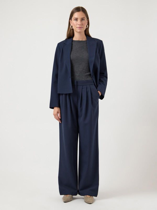 Y.A.S. Dakota HW Pant Navy Blazer  (26033932 NAVY BLAZER) - MerkenOutlet