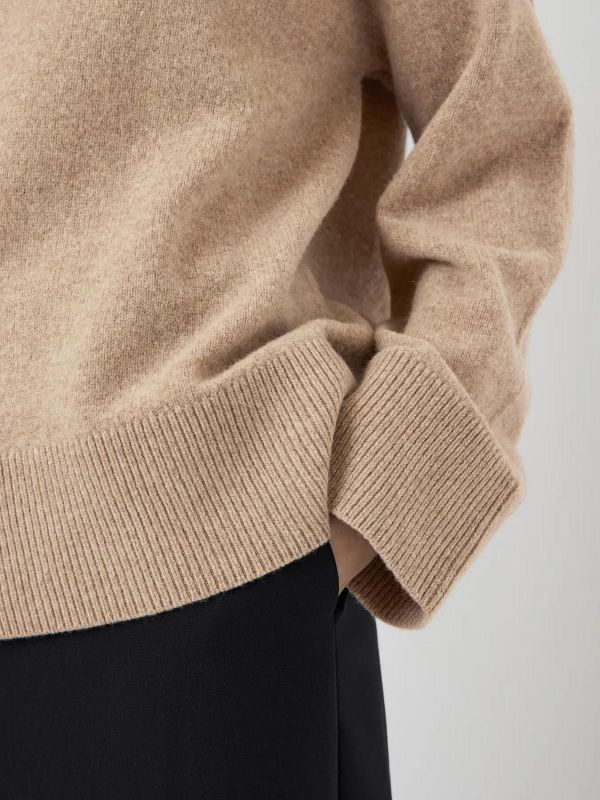 Y.A.S. Nola Wool LS Knit Pullover Oat Milk Melange  (26037543 OAT MILK) - MerkenOutlet