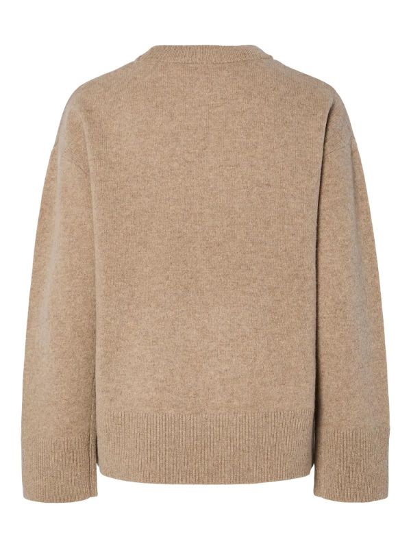 Y.A.S. Nola Wool LS Knit Pullover Oat Milk Melange  (26037543 OAT MILK) - MerkenOutlet