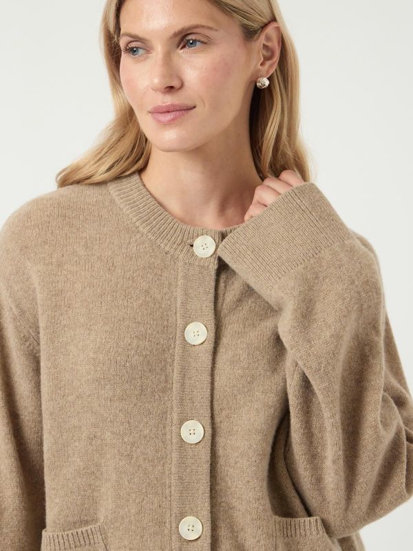 Y.A.S. Nola Wool LS Knit Cardigan Oat Milk  (26037544 OAT MILK) - MerkenOutlet