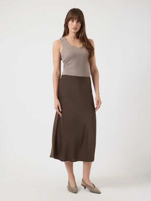 Y.A.S. Pella HW Midi Skirt Chocolate Brown  (26030737 chocolate brown) - MerkenOutlet