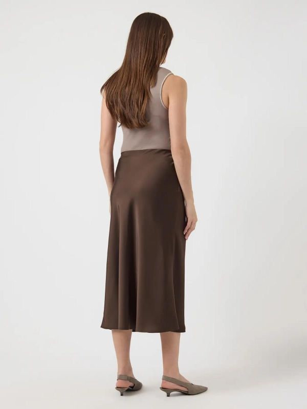 Y.A.S. Pella HW Midi Skirt Chocolate Brown  (26030737 chocolate brown) - MerkenOutlet