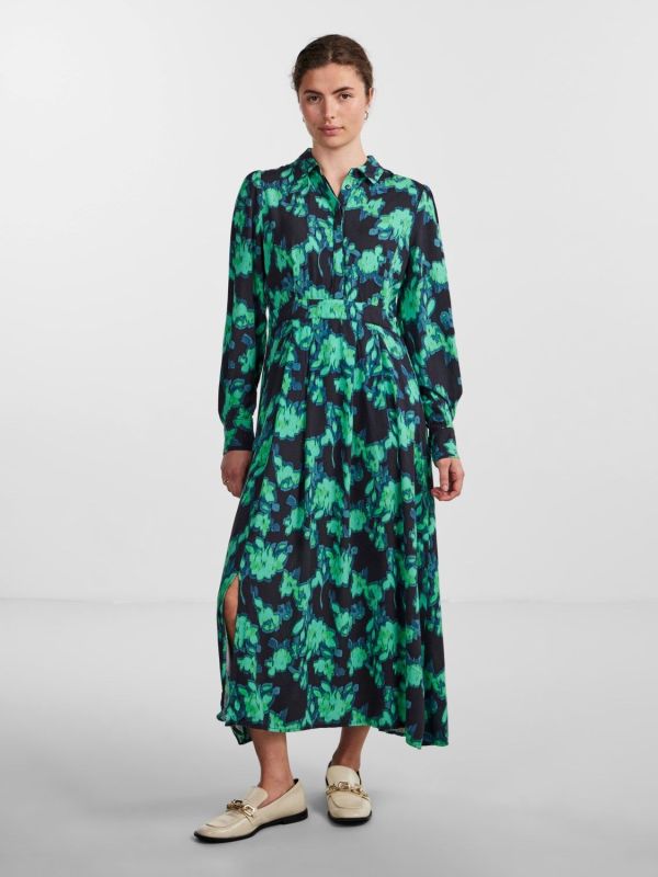 Y.A.S. Flair LS Long Shirt Dress Black Flair Print  (26031486-black) - MerkenOutlet