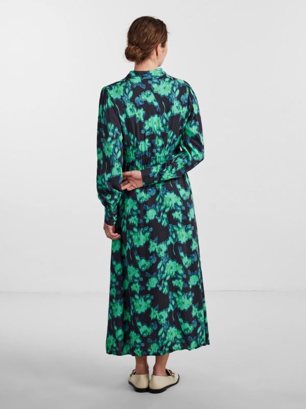 Y.A.S. Flair LS Long Shirt Dress Black Flair Print  (26031486-black) - MerkenOutlet