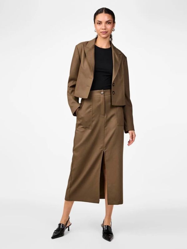 Y.A.S. Cappa HW Ankle Skirt Capers  (26034414 capers) - MerkenOutlet