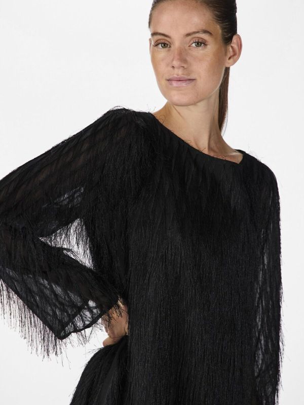 Y.A.S. Dia LS Boatneck Dress Black  (26036148 black) - MerkenOutlet