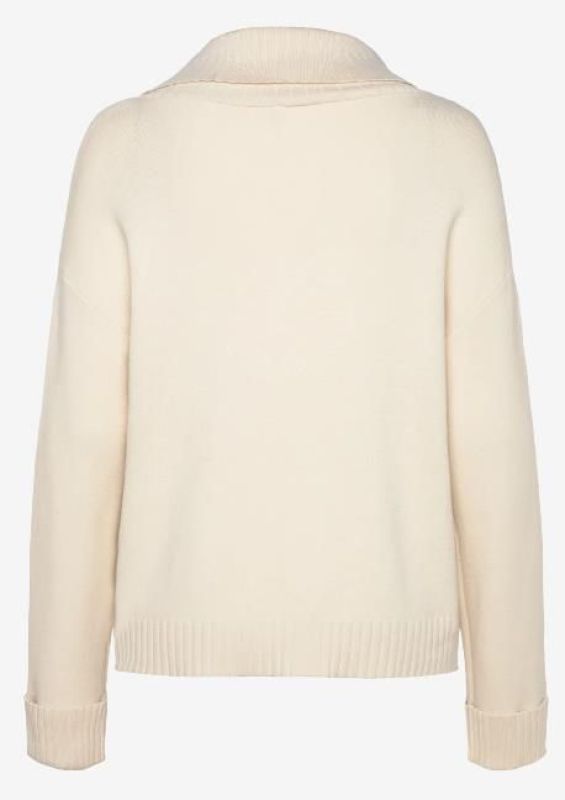 Y.A.S. Fonny LS Zip Knit Pullover Birch  (26036304 birch) - MerkenOutlet
