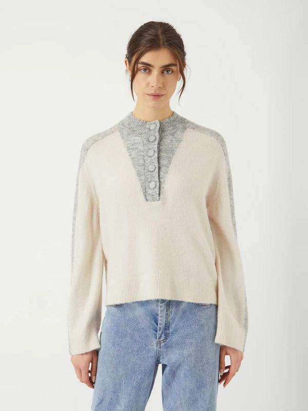 Y.A.S. Vivio LS Knit Pullover Light Grey Melange  (26038295 LIGHT GREY MELANGE) - MerkenOutlet