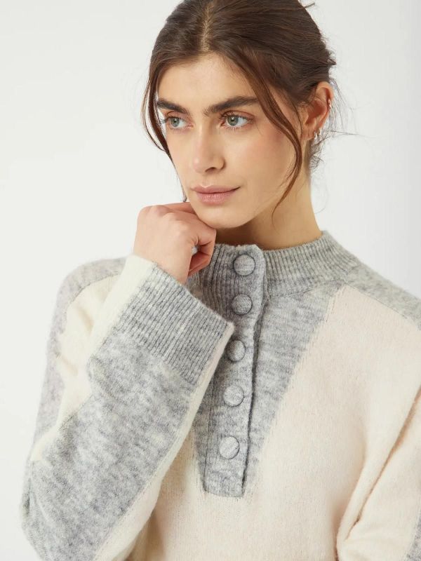 Y.A.S. Vivio LS Knit Pullover Light Grey Melange  (26038295 LIGHT GREY MELANGE) - MerkenOutlet