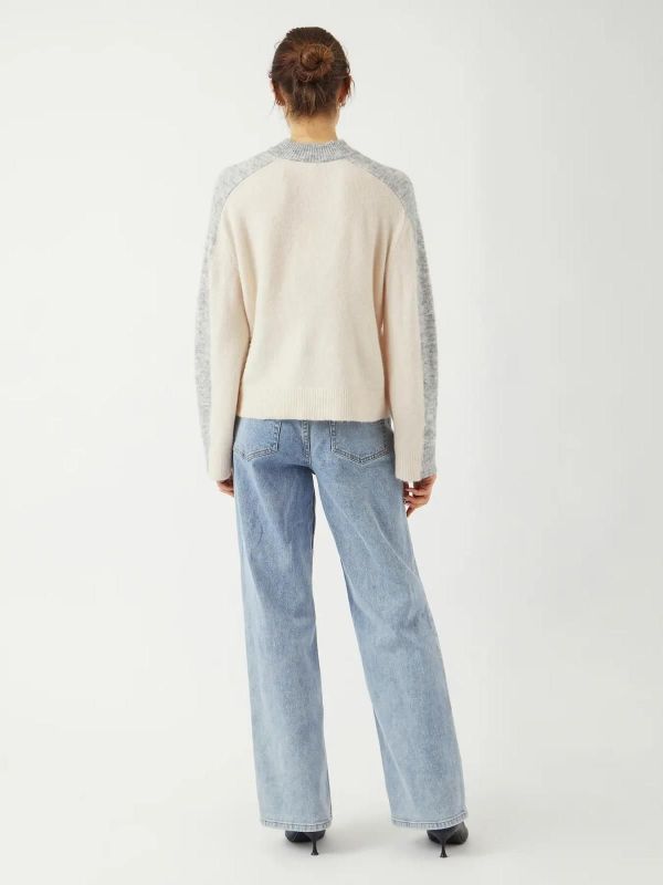 Y.A.S. Vivio LS Knit Pullover Light Grey Melange  (26038295 LIGHT GREY MELANGE) - MerkenOutlet