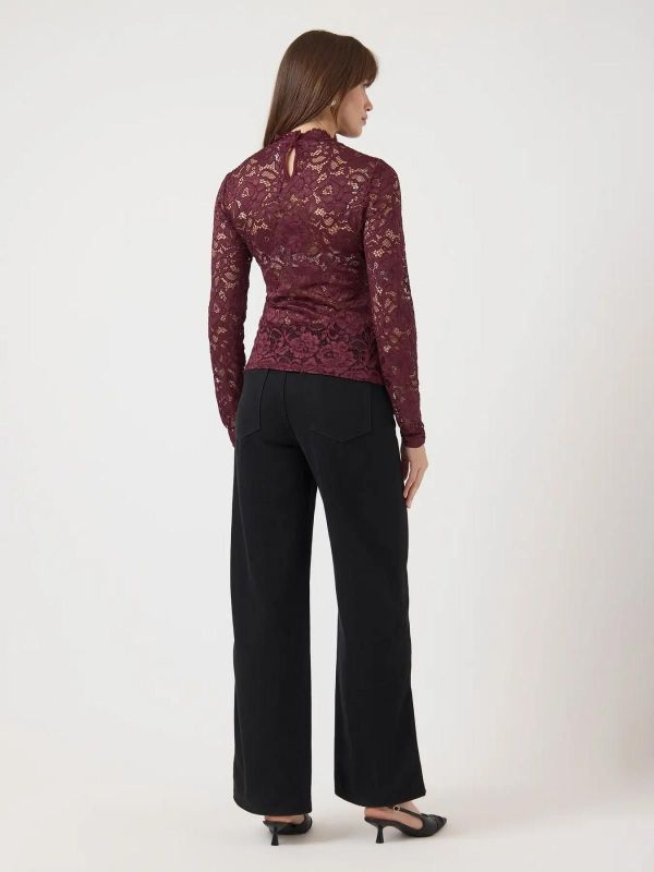 Y.A.S. Lacey LS Lace Top Port Royale  (26039992 port royale) - MerkenOutlet