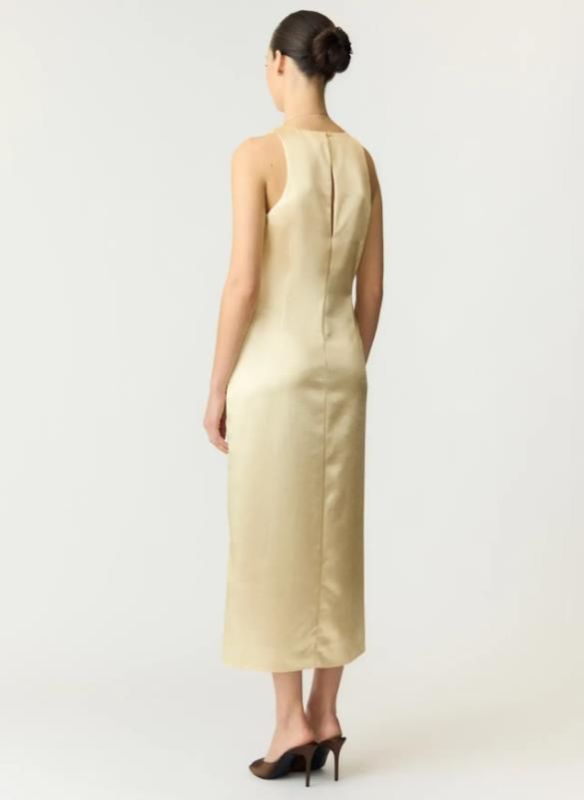 Y.A.S. Orchida Satin Long Dress Anise Flower  (26039936 ANISE FLOWER) - MerkenOutlet
