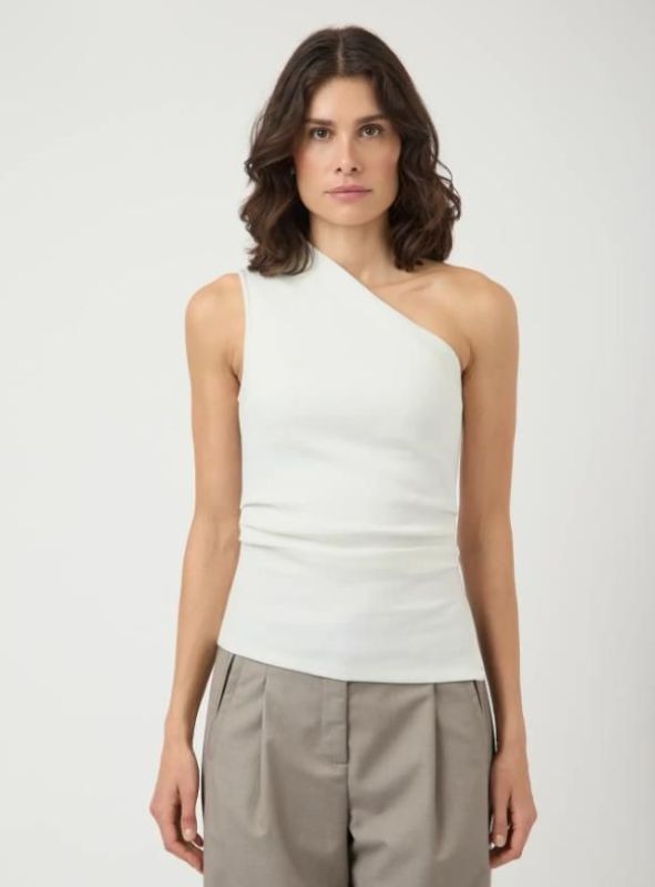 Y.A.S. Venice One Shoulder Top Star White  (26037727 STAR WHITE) - MerkenOutlet