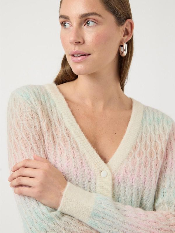 Y.A.S. Space LS Knit Cardigan Pristine Multi  (26040234 PRISTINE) - MerkenOutlet