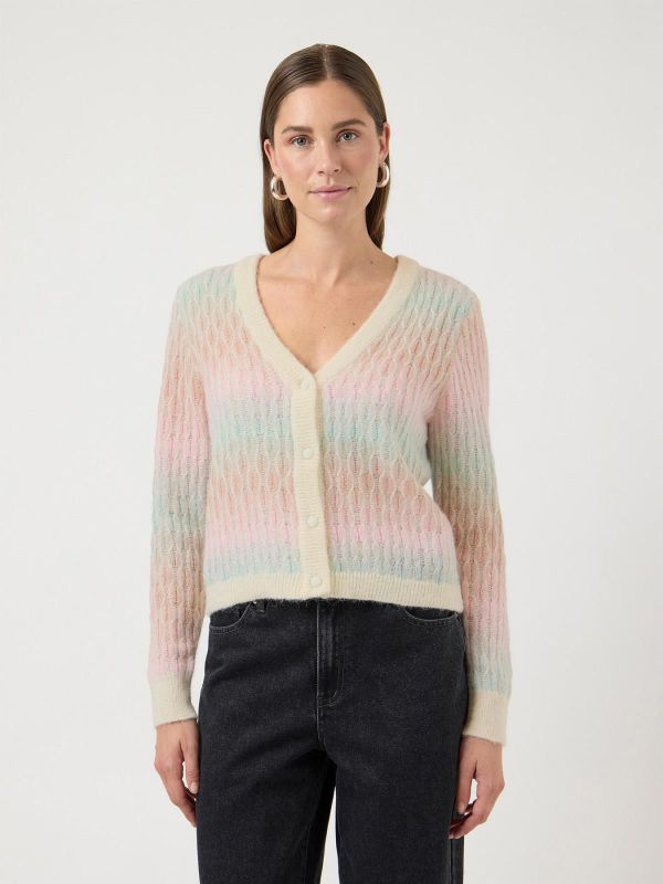 Y.A.S. Space LS Knit Cardigan Pristine Multi  (26040234 PRISTINE) - MerkenOutlet