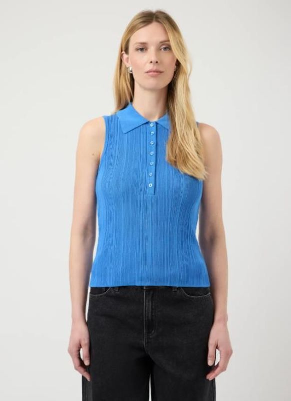 Y.A.S. Tanki SL Polo Knit Top Marina  (26040373 MARINA) - MerkenOutlet