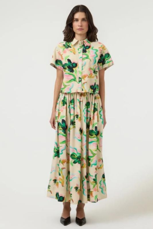Y.A.S. Rita HW Ankle Skirt Pristine/Rita Print  (26040690 PRISTINE RITA PRINT) - MerkenOutlet