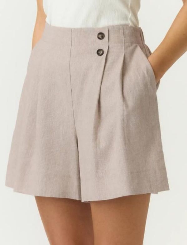 Y.A.S. Usuma HW Linen Blend Shorts White Pepper  (26040842 WHITE PEPPER) - MerkenOutlet