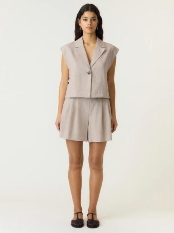 Y.A.S. Usuma HW Linen Blend Shorts White Pepper  (26040842 WHITE PEPPER) - MerkenOutlet