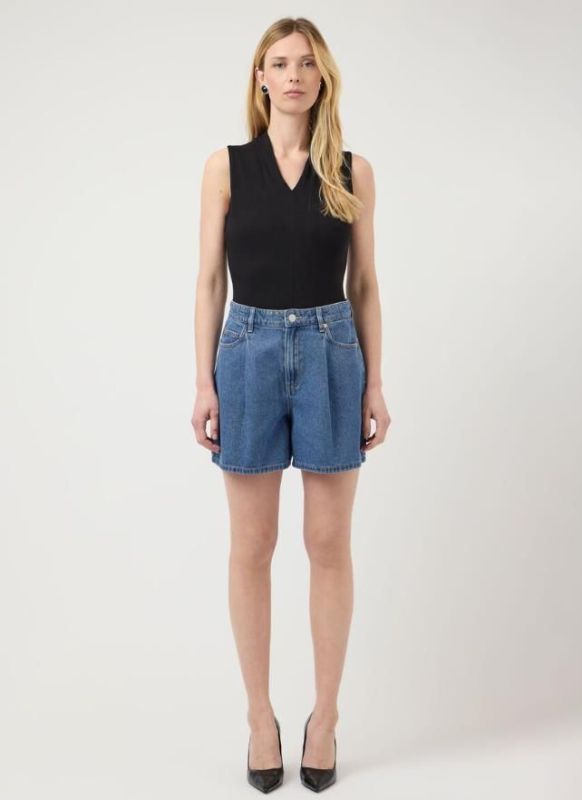 Y.A.S. Gemma HMW Denim Short Medium Blue Denim  (26041172 MEDIUM BLUE DENIM) - MerkenOutlet