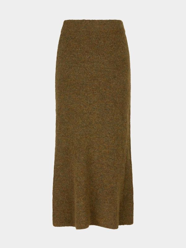 Ydence Lainey Knitted Skirt Dark Olive  (CW2412-050) - MerkenOutlet