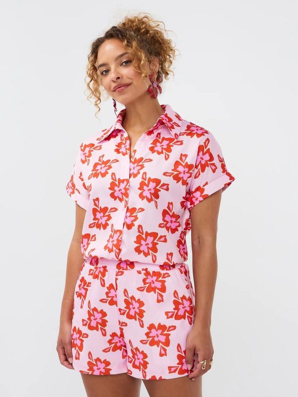 Ydence Ivana Short Red Flower  (S-HSS2526 1097 RED FLOWER) - MerkenOutlet