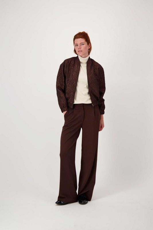 Zusss Bomber Jacket Lurex Jacquard Chocolade Bruin  (0310-030/7250) - MerkenOutlet