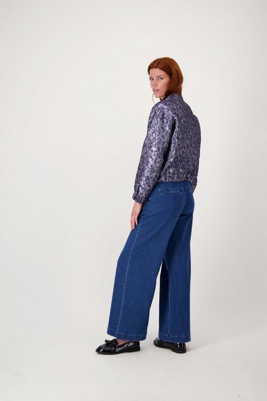 Zusss Bomber Jacket Jacquard Glans Night Blue  (0310-033/2021) - MerkenOutlet