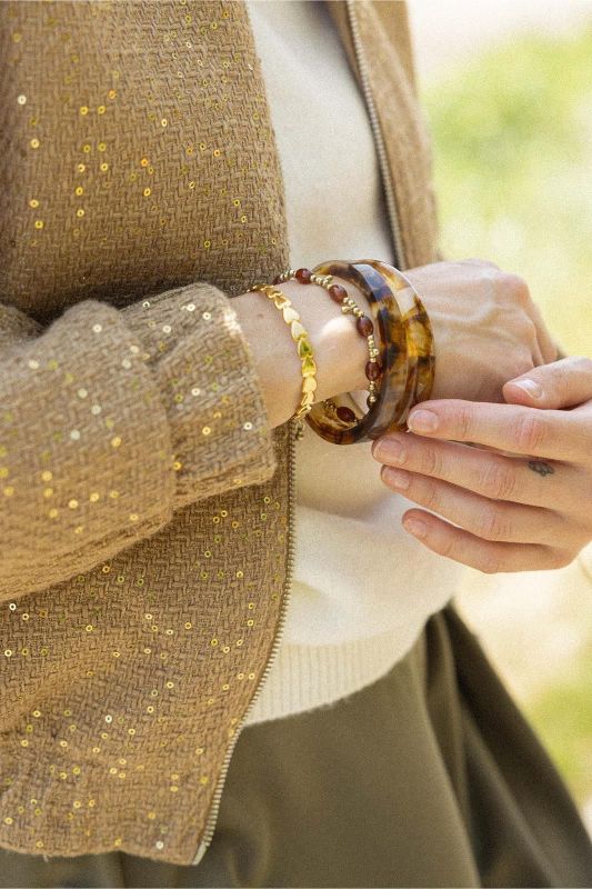 Zusss Set Van 2 Resin Armbanden Mid Brown  (0401-164/1030) - MerkenOutlet