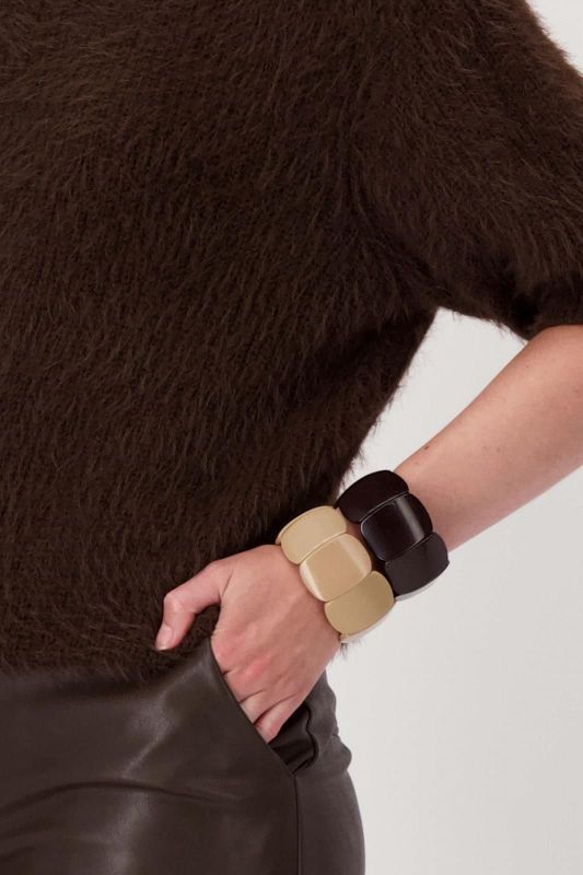 Zusss Armband Kralen Breed Chocoladebruin  (0401-166/1009) - MerkenOutlet