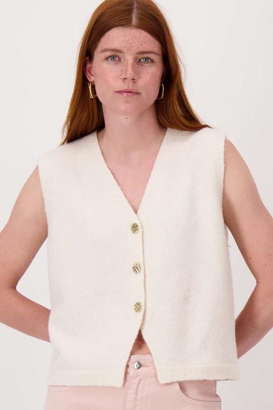 Zusss Gebreid Gilet Met Leuke Knoppen Offwhite  (0306-0013/1007) - MerkenOutlet