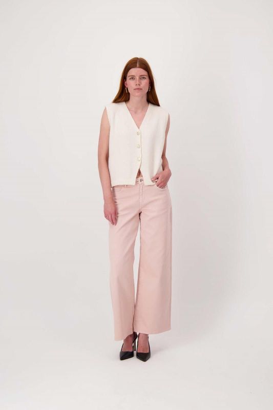 Zusss Gebreid Gilet Met Leuke Knoppen Offwhite  (0306-0013/1007) - MerkenOutlet